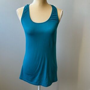 Vince Racerback Sleeveless Tee Tank Shirt with Ruching Peacock Blue Size Medium